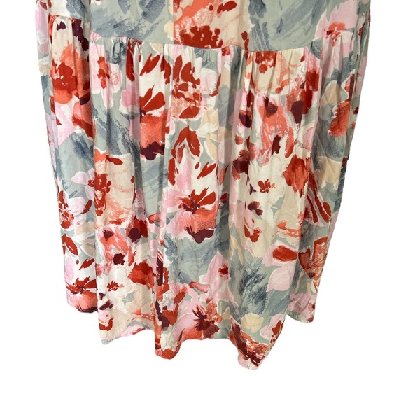 Easel Anthropologie Pastel Pink Floral Tiered Maxi Slip Dress - L - Picture 7 of 10